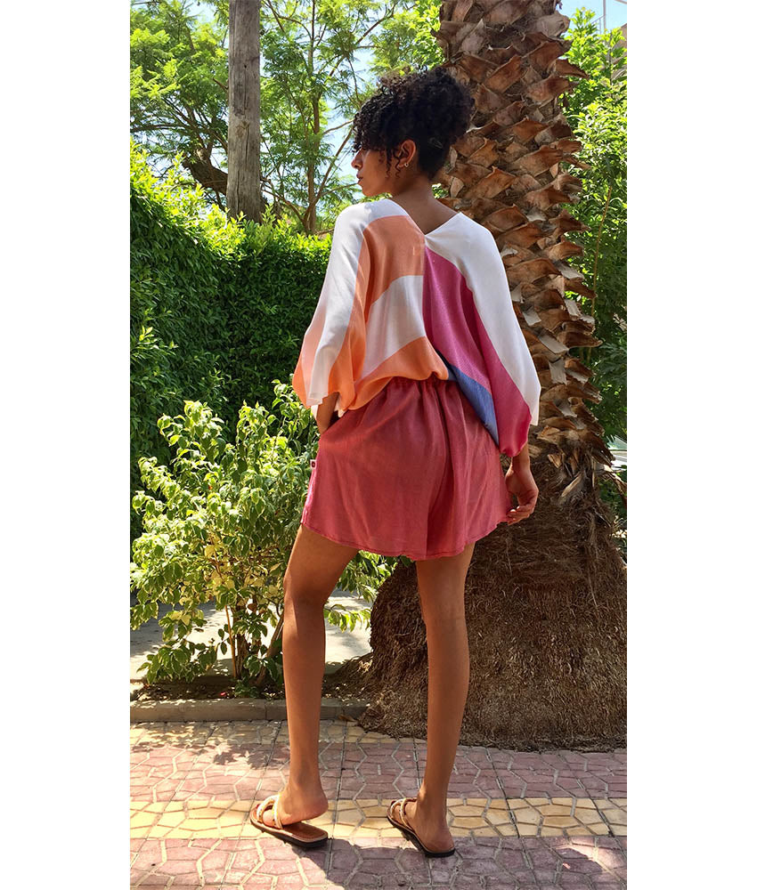 Dark Pink Adjustable Viscose Shorts handmade in Egypt & available in Jozee boutique