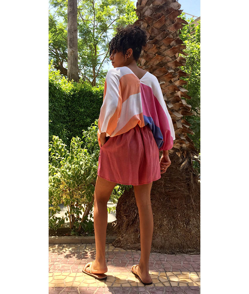 Dark Pink Adjustable Viscose Shorts handmade in Egypt & available in Jozee boutique