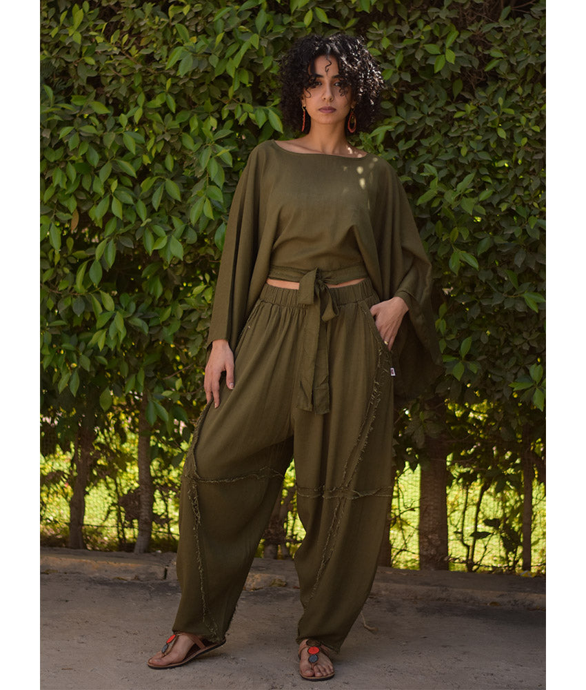 Wide Leg Linen Frayed Pants handmade in Egypt & available at Jozee Boutique.