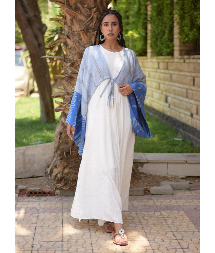 Shades of Blue Viscose Bolero handmade in Egypt & available at Jozee Boutique.