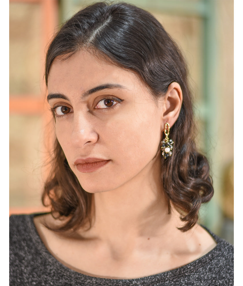 Gold Plated Agate Earrings handmade in Egypt & available at Jozee boutique