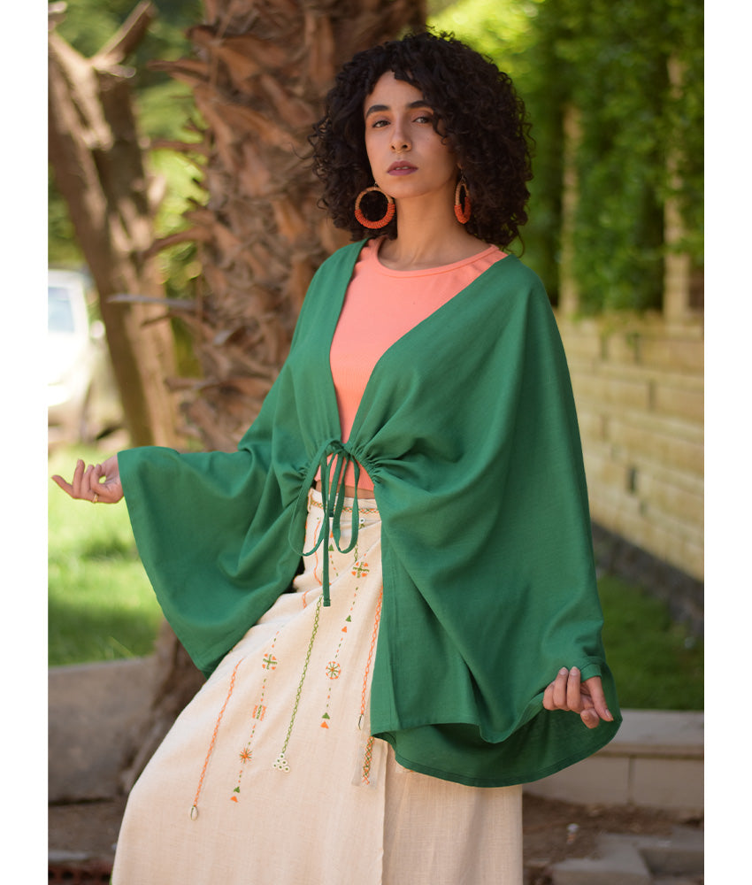 Green Linen Bolero made in Egypt & available at Jozee Boutique.