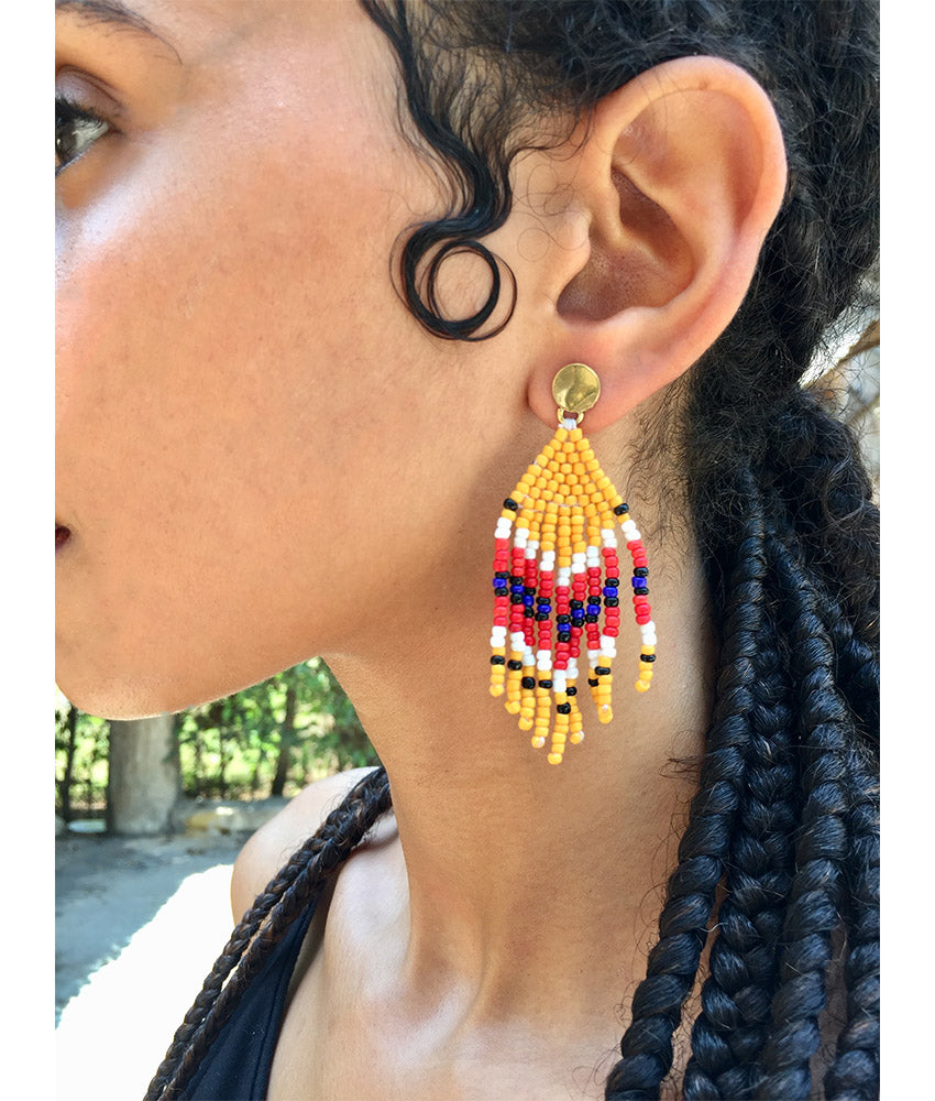 Multicolored Beaded Earrings handmade in Egypt & available in Jozee Boutique