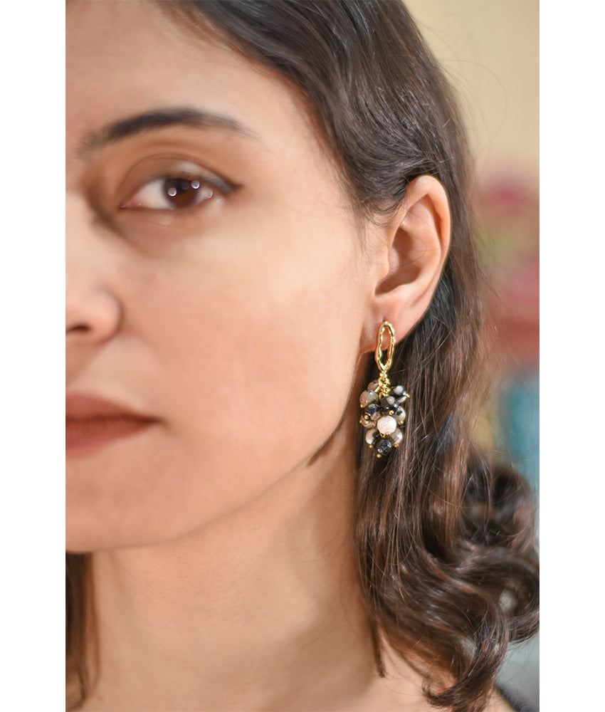 Gold Plated Agate Earrings handmade in Egypt & available at Jozee boutique