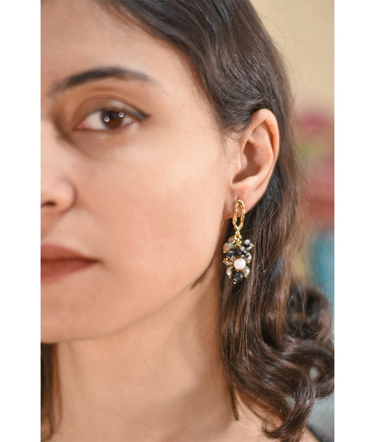 Gold Plated Agate Earrings handmade in Egypt & available at Jozee boutique
