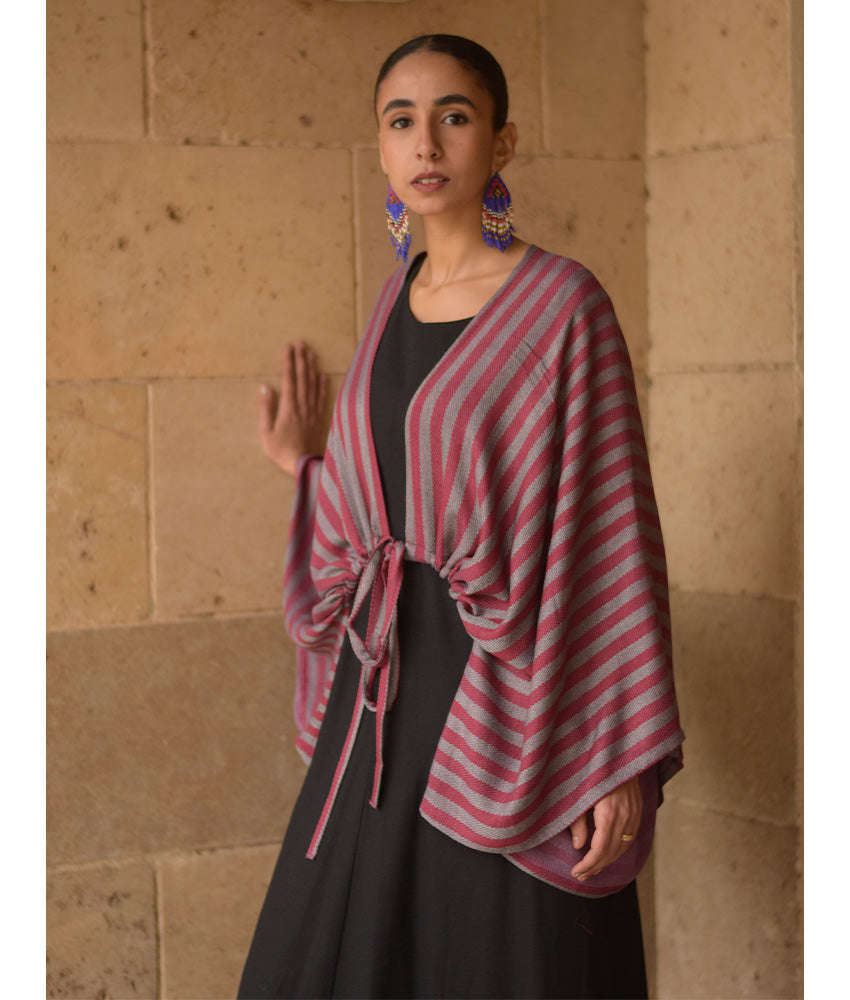 Red & Grey Heavy Viscose Bolero handmade in Egypt & available at Jozee Boutique.