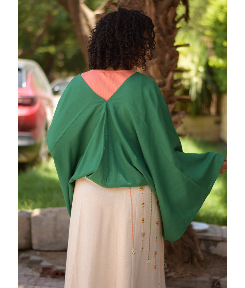 Green Linen Bolero made in Egypt & available at Jozee Boutique.