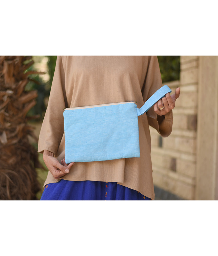 Baby Blue Embroidered Clutch handmade in Egypt & available at Jozee Boutique.