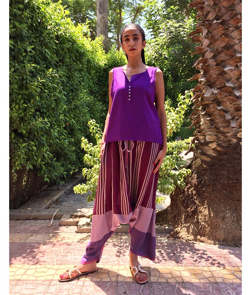 Purple Linen Top handmade in Egypt & available in Jozee boutique