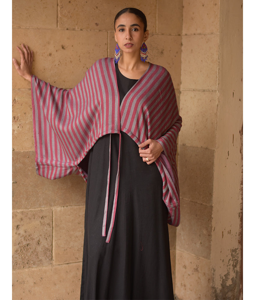 Red & Grey Heavy Viscose Bolero handmade in Egypt & available at Jozee Boutique.