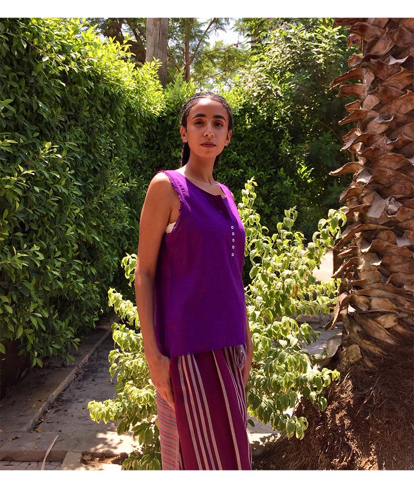 Purple Linen Top handmade in Egypt & available in Jozee boutique