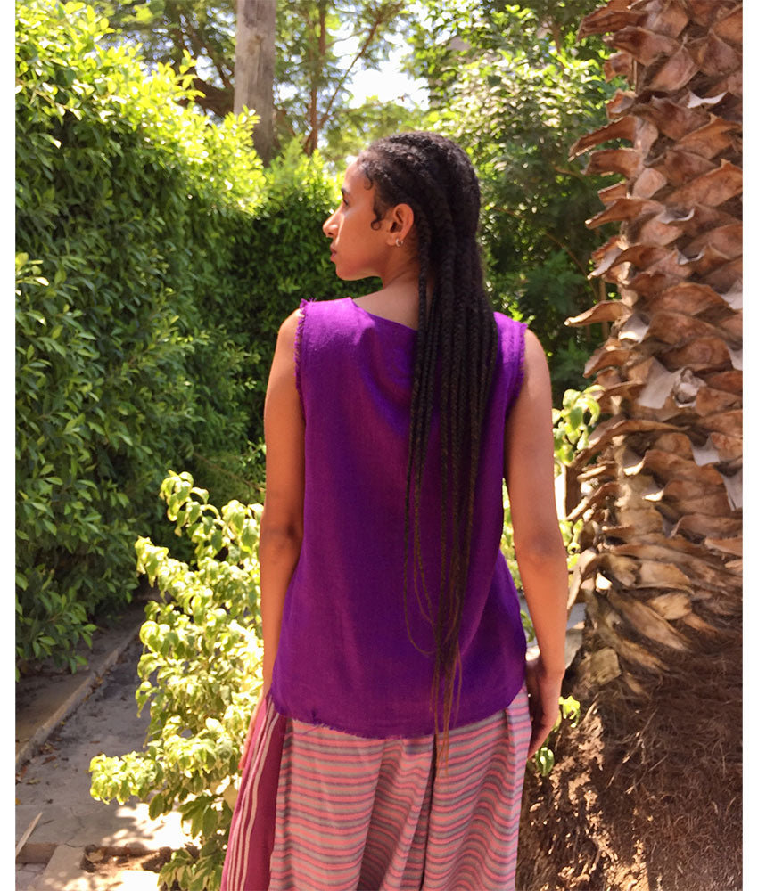 Purple Linen Top handmade in Egypt & available in Jozee boutique
