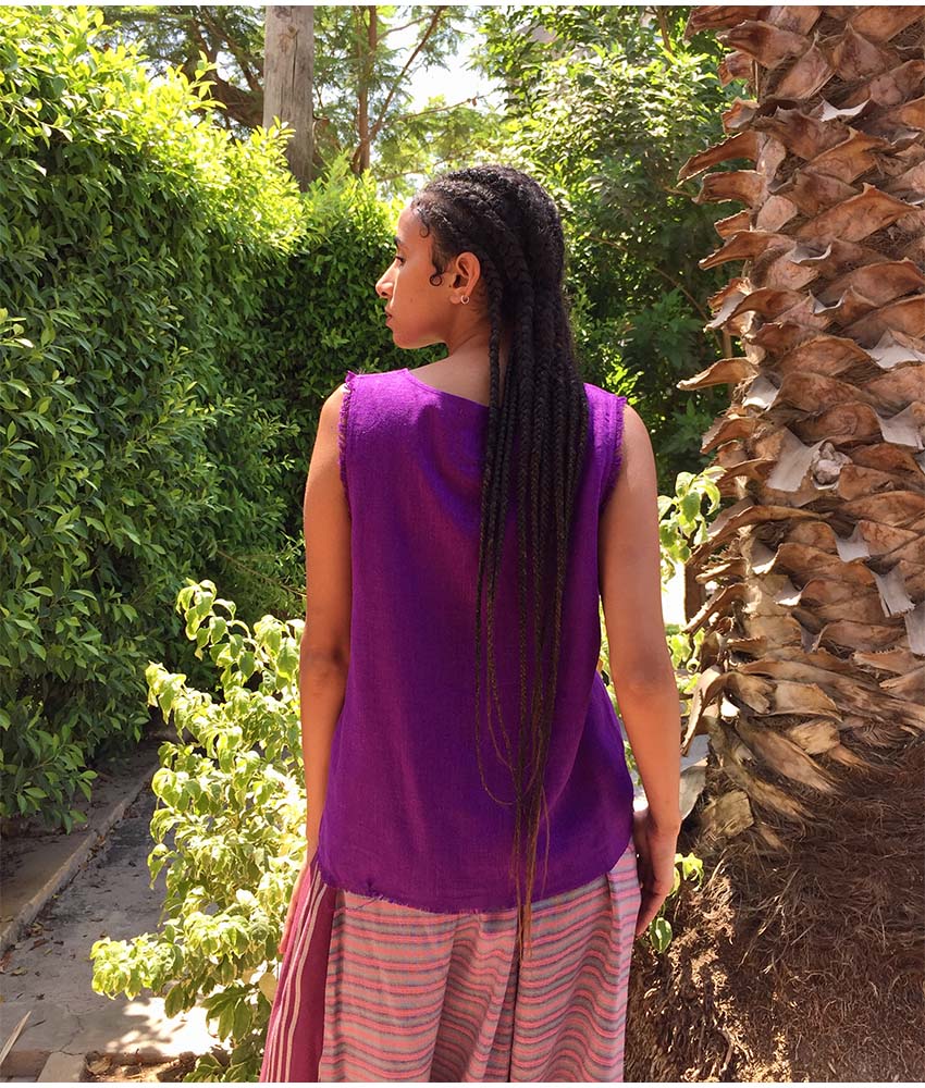 Purple Linen Top handmade in Egypt & available in Jozee boutique