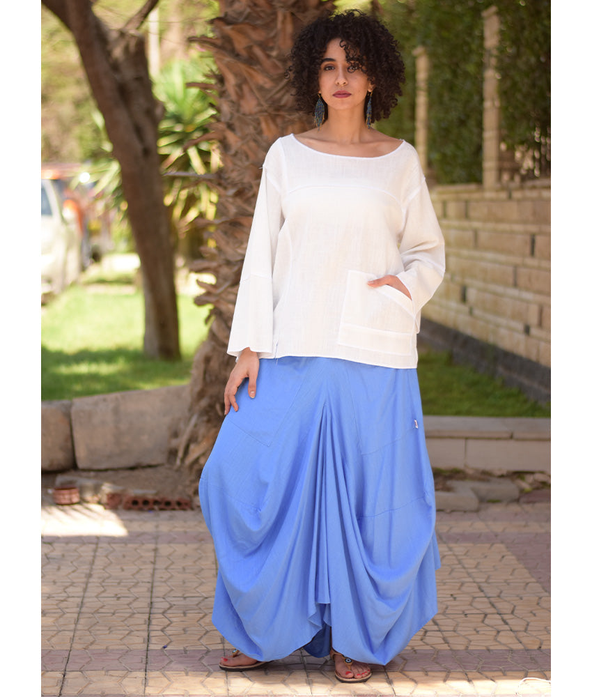 White Linen Boxy Top handmade in Egypt & available at Jozee Boutique.