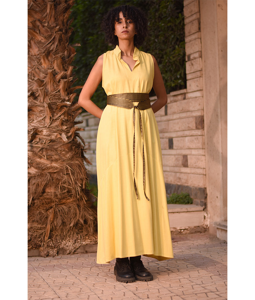 Black & Gold Silk & Cotton Loom Woven Double Wrap Belt handmade in Egypt and available at Jozee Boutique