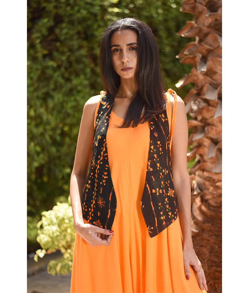 Black Siwa Embroidered Vest Hand Beaded Evening Vest handmade in Egypt & available at Jozee boutique