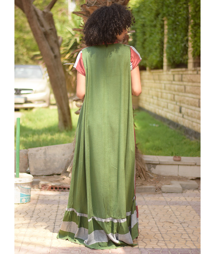 Multicolored Handwoven Ruffle Dress handmade in Egypt & available at Jozee Boutique.