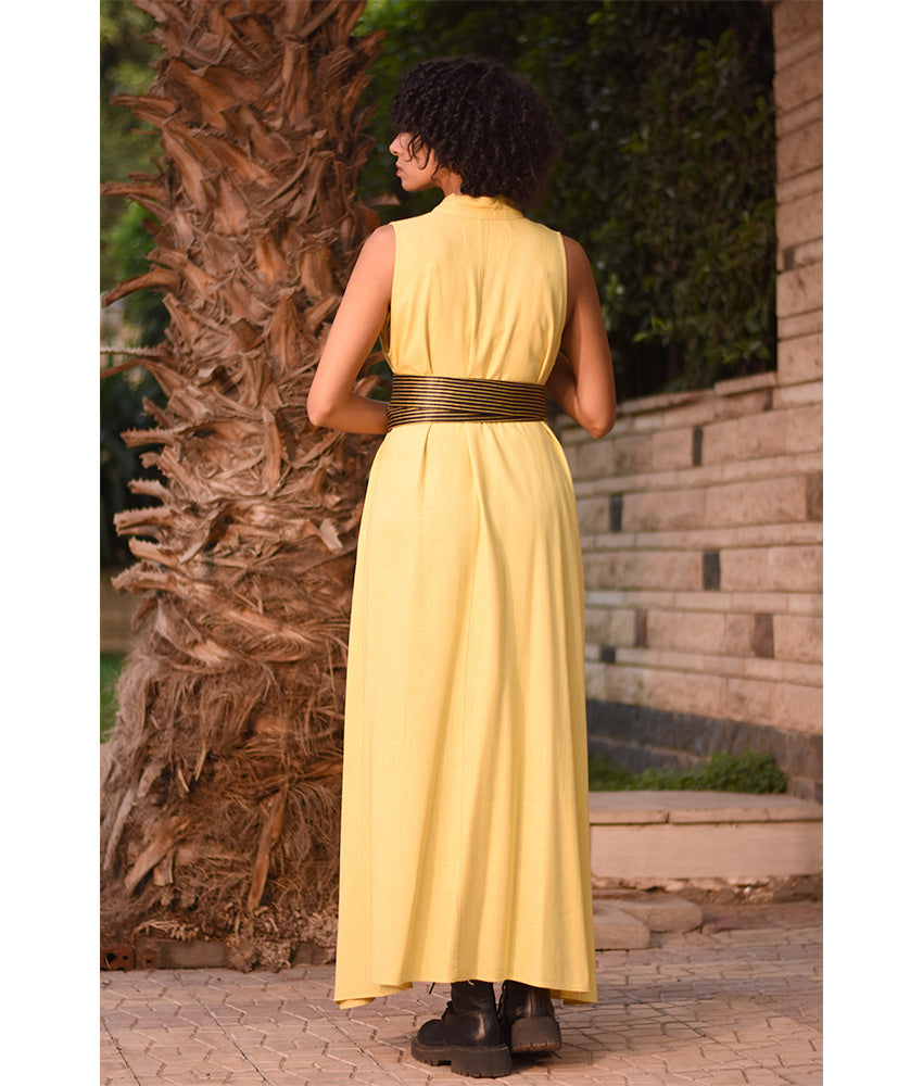 Black & Gold Silk & Cotton Loom Woven Double Wrap Belt handmade in Egypt and available at Jozee Boutique