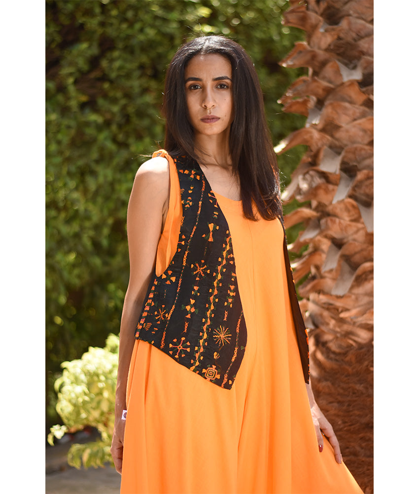 Black Siwa Embroidered Vest Hand Beaded Evening Vest handmade in Egypt & available at Jozee boutique