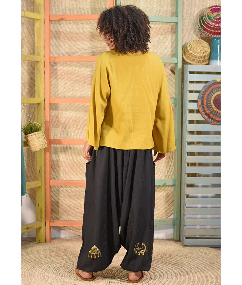 Black Hand Painted Harem Pants made in Egypt & available at Jozee boutique