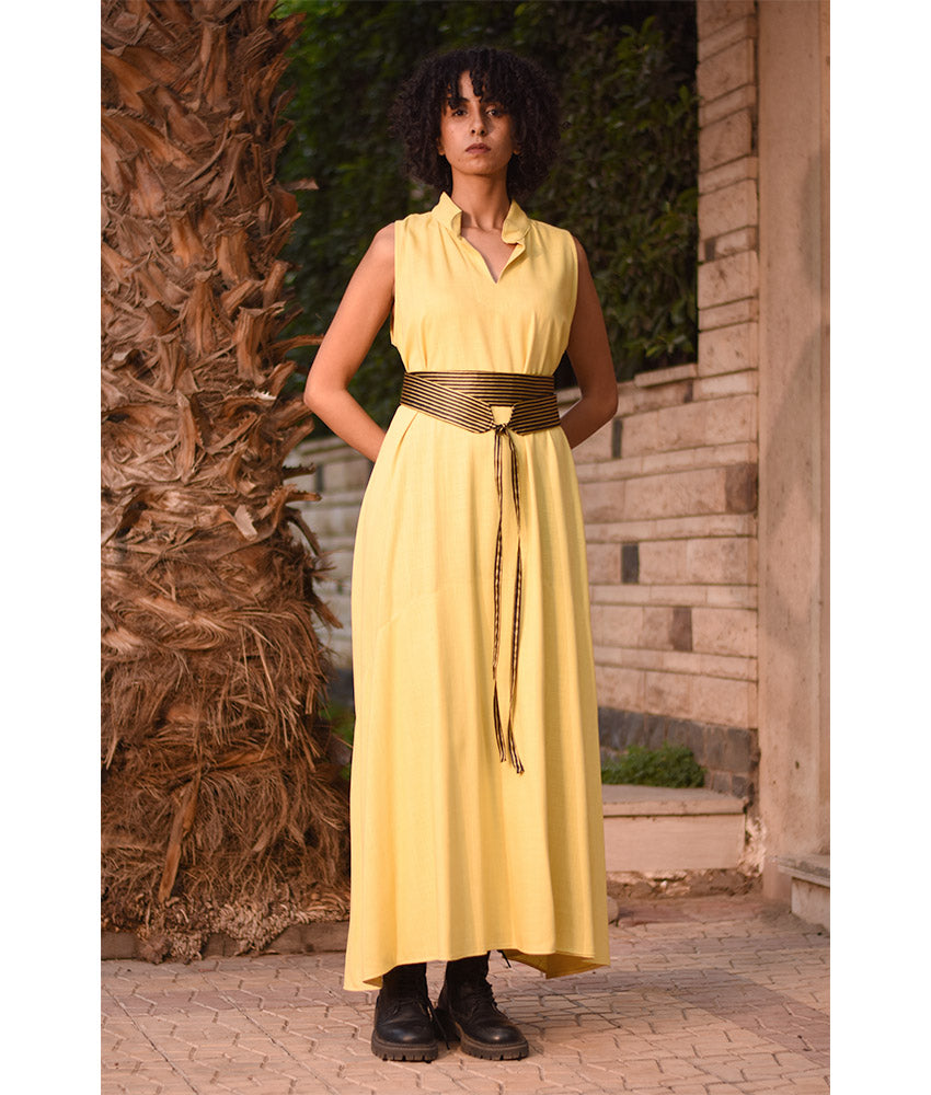 Black & Gold Silk & Cotton Loom Woven Double Wrap Belt handmade in Egypt and available at Jozee Boutique