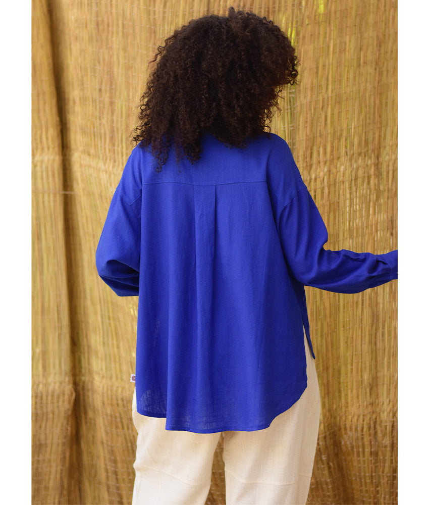 Electric Blue Linen Oversized Shirt