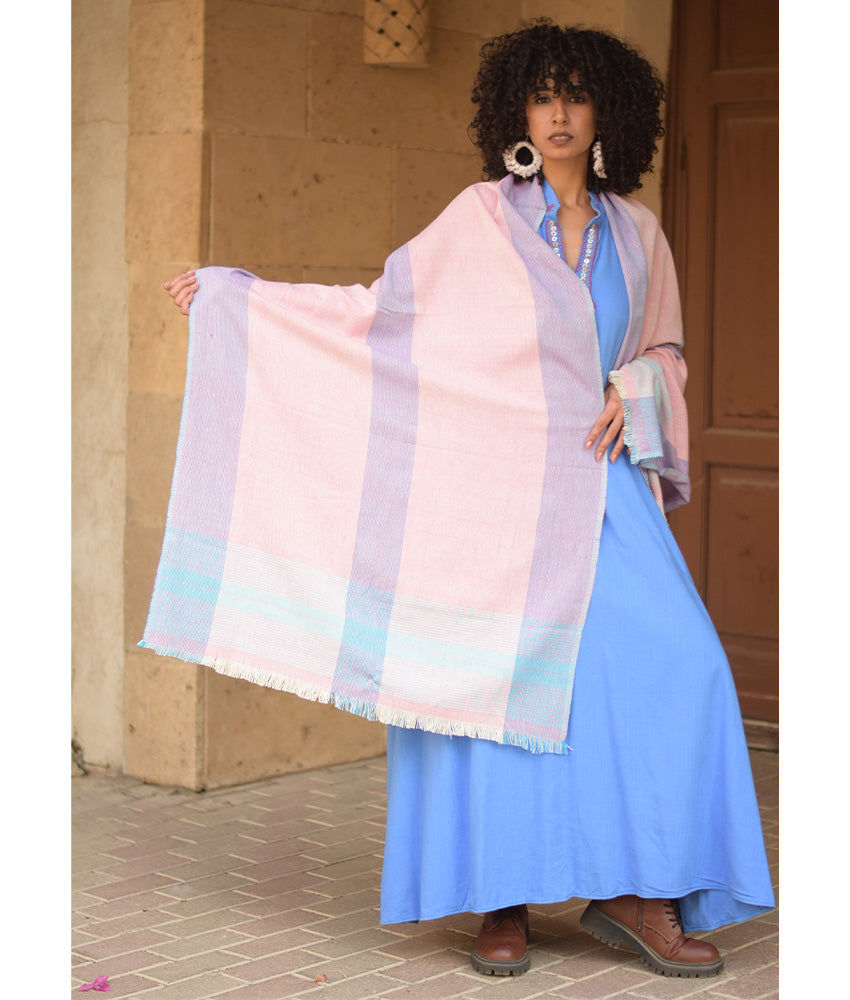 Multicolored Handwoven Viscose/Cotton Shawl handmade in Egypt & available at Jozee Boutique.handmade in Egypt & available at Jozee Boutique.