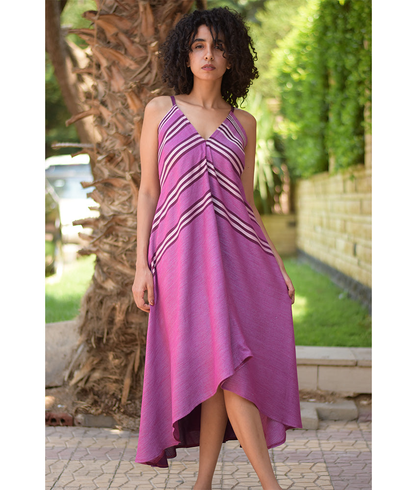 Light Purple Backless Viscose Midi Dress made in Egypt & available in Jozee boutique