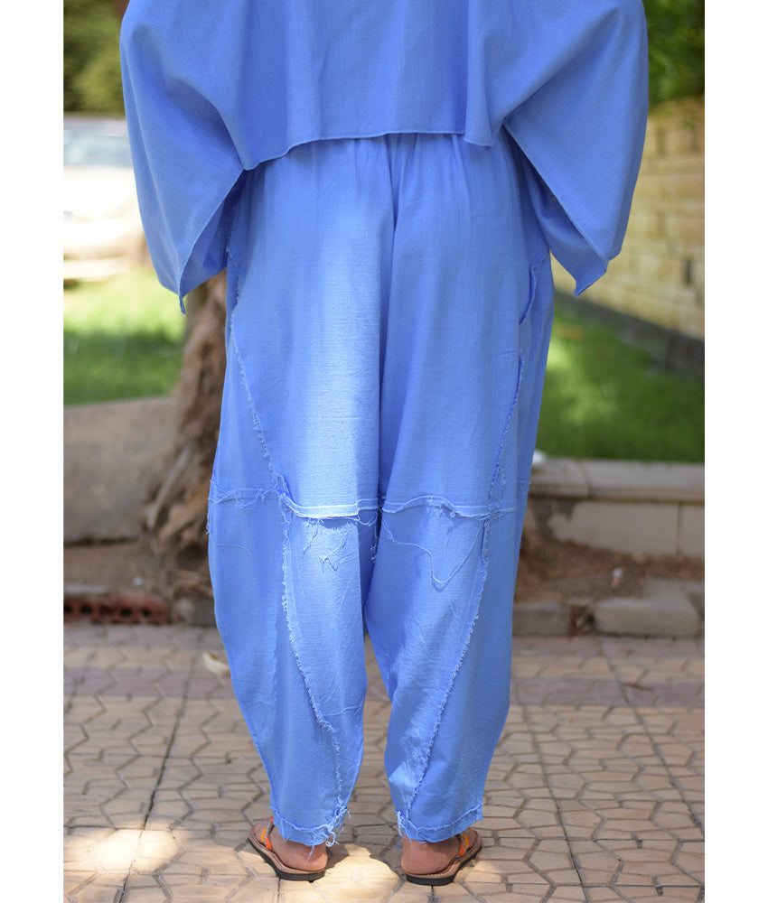 Denim Blue Kimono Linen Top handmade in Egypt & available at Jozee Boutique.