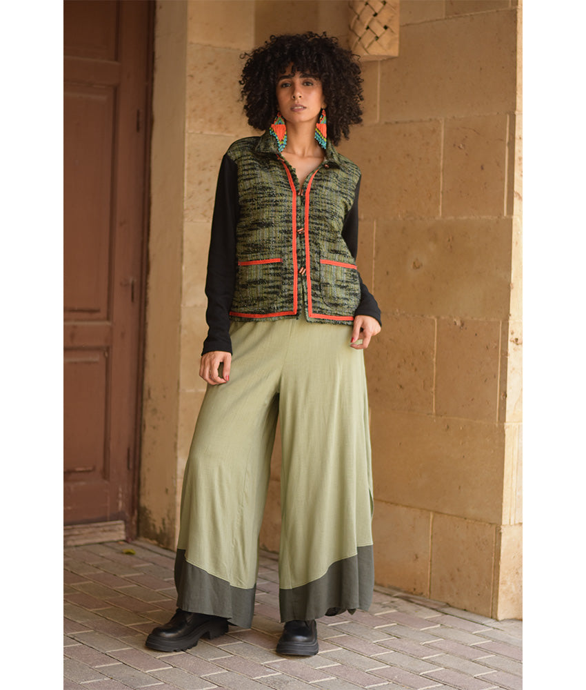 Black & Green Cropped Akhmim Loomwoven Jacket handmade in Egypt & available at Jozee Boutique.handmade in Egypt & available at Jozee Boutique.