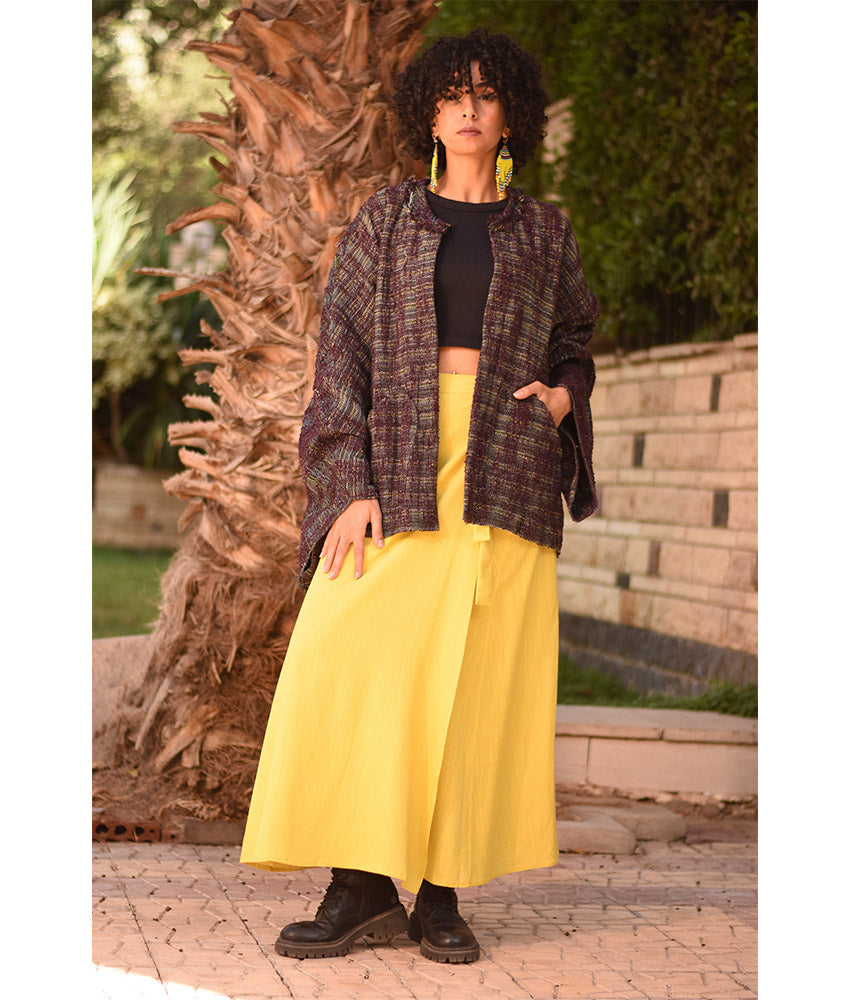Brown Handwoven Jacket handmade in Egypt & available at Jozee Boutique.
