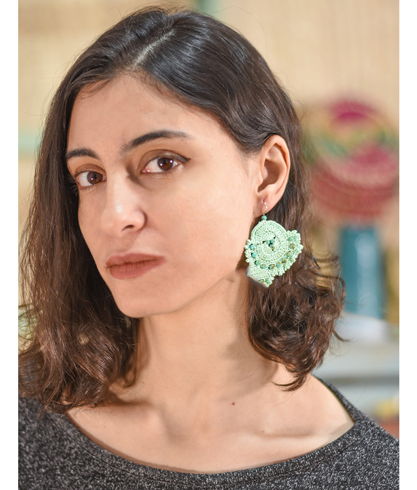 Mint Beaded Earrings handmade in Egypt & available at Jozee boutique