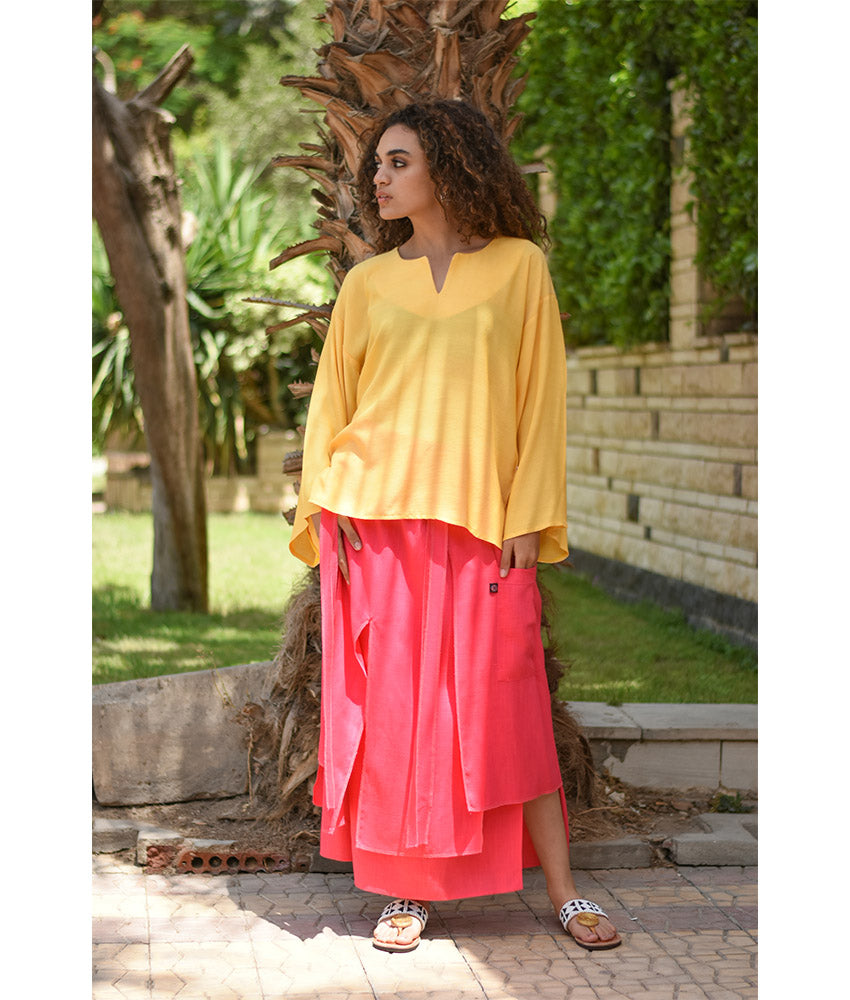Yellow Handwoven Viscose Top Handmade in Egypt & available in Jozee boutique