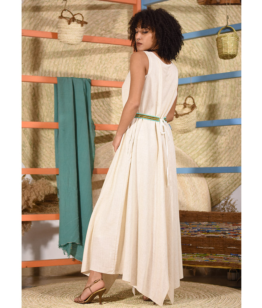 Gold Oxide, Turquoise & White Hand Beaded Belt handmade in Egypt & available at Jozee boutique