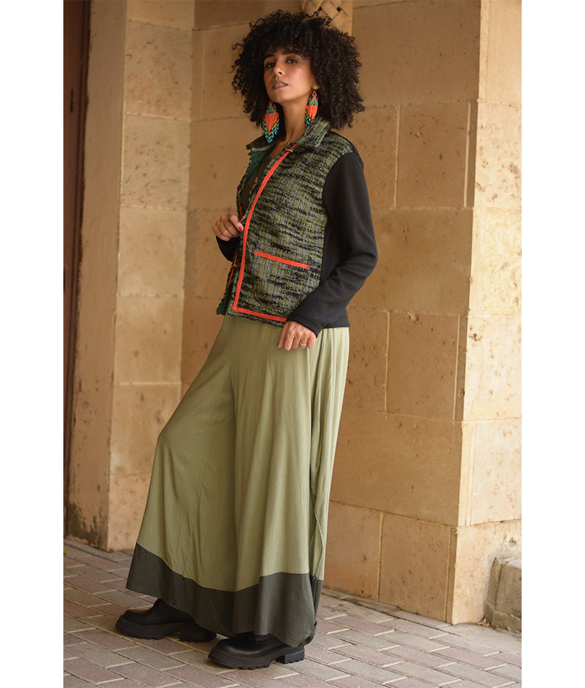 Black & Green Cropped Akhmim Loomwoven Jacket handmade in Egypt & available at Jozee Boutique.handmade in Egypt & available at Jozee Boutique.