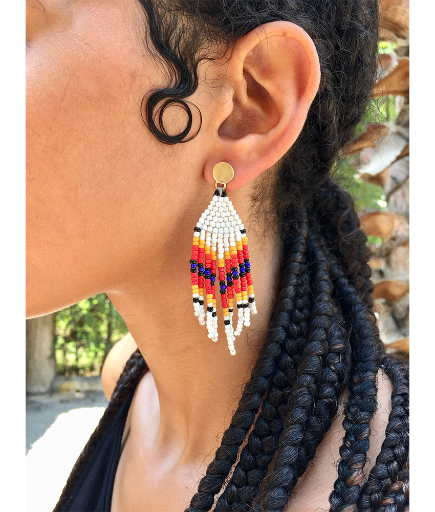 Multicolored Beaded Earrings handmade in Egypt & available in Jozee Boutique