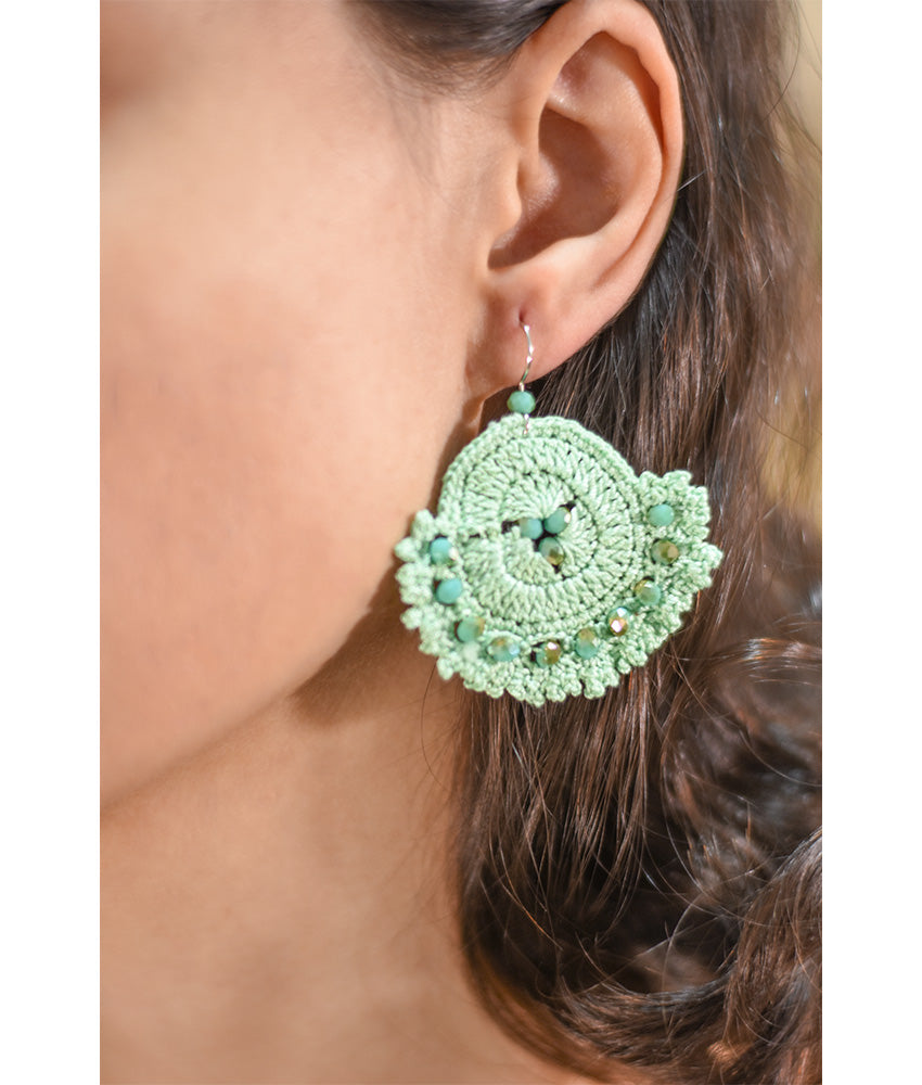 Mint Beaded Earrings handmade in Egypt & available at Jozee boutique
