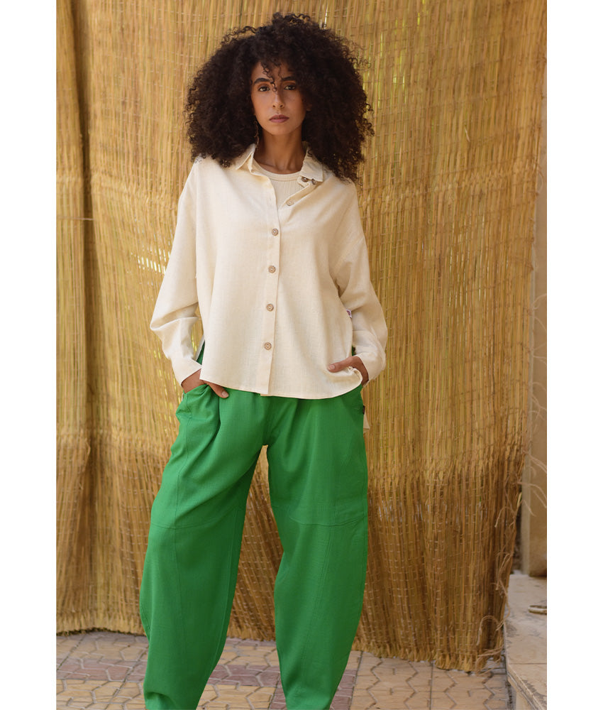 Off White Linen Oversized Shirt