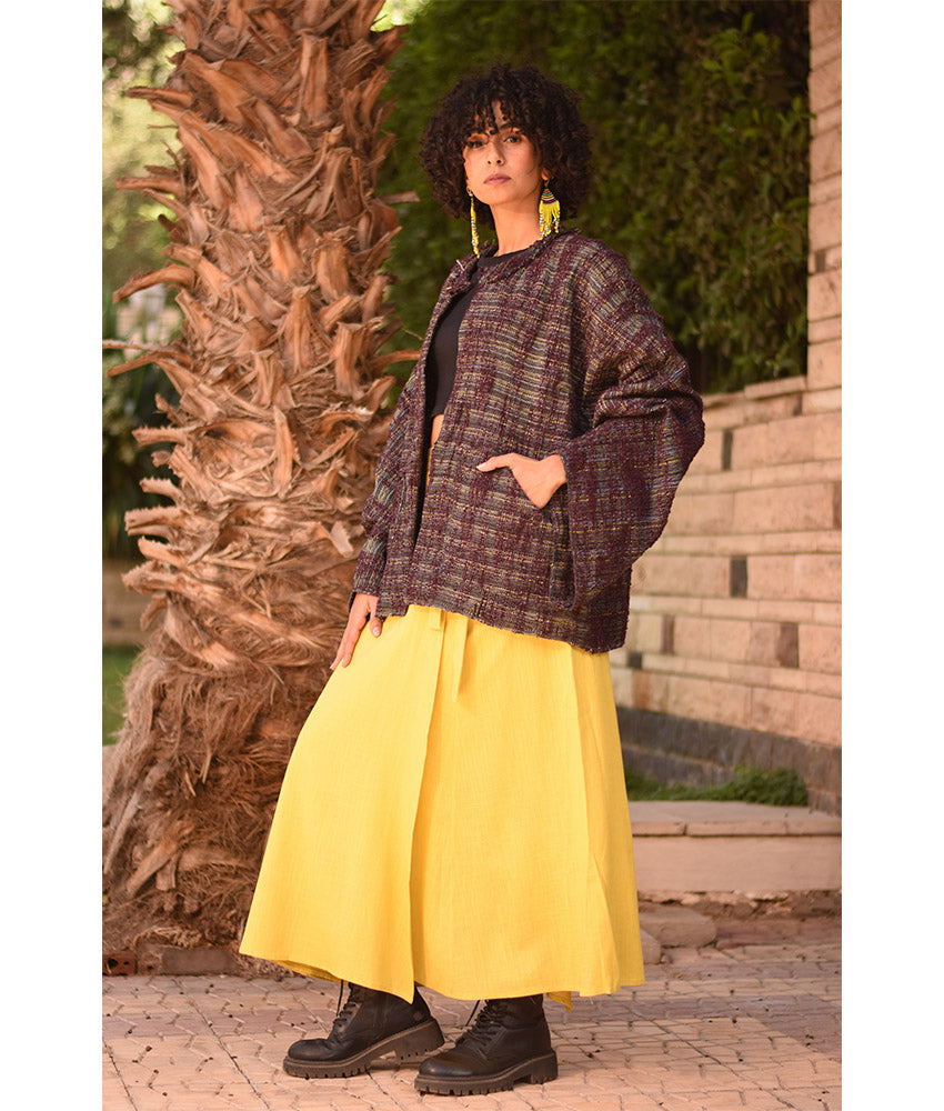 Brown Handwoven Jacket handmade in Egypt & available at Jozee Boutique.
