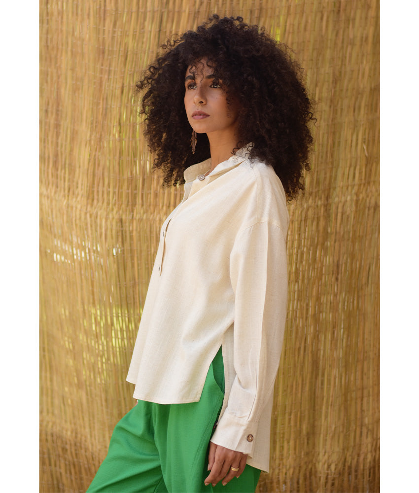 Off White Linen Oversized Shirt