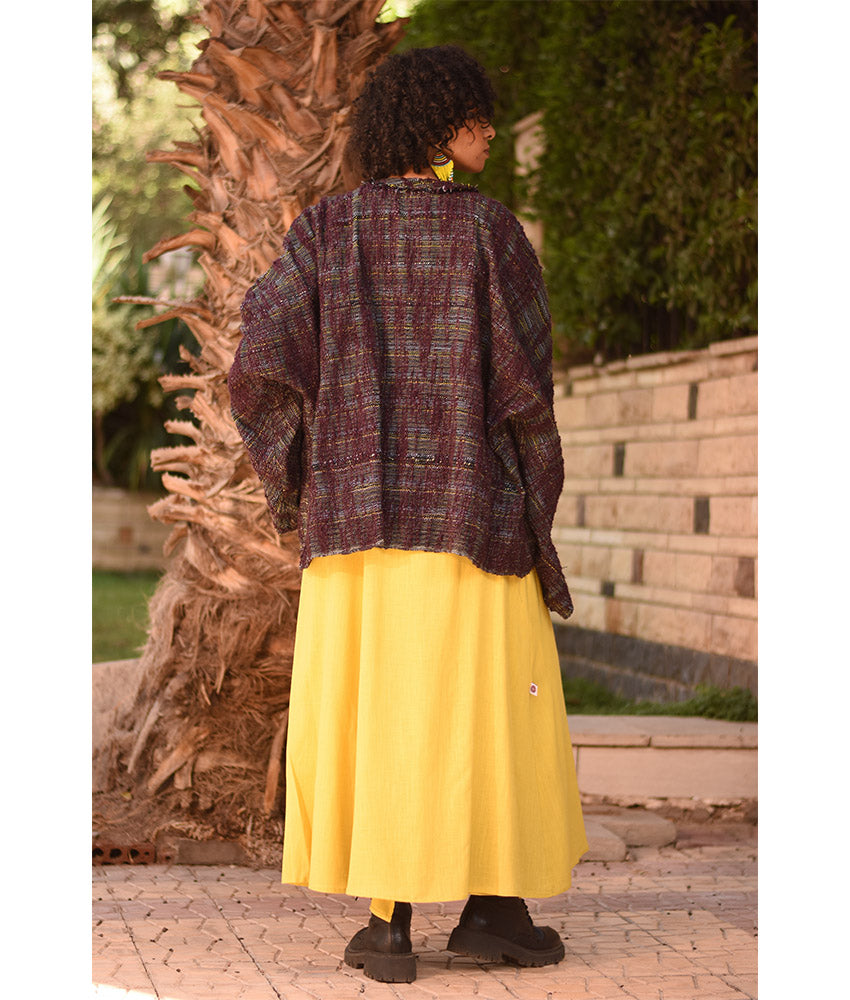 Brown Handwoven Jacket handmade in Egypt & available at Jozee Boutique.