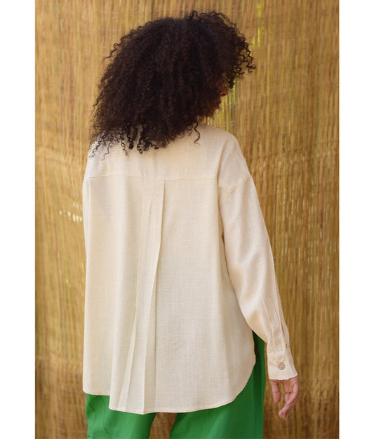 Off White Linen Oversized Shirt