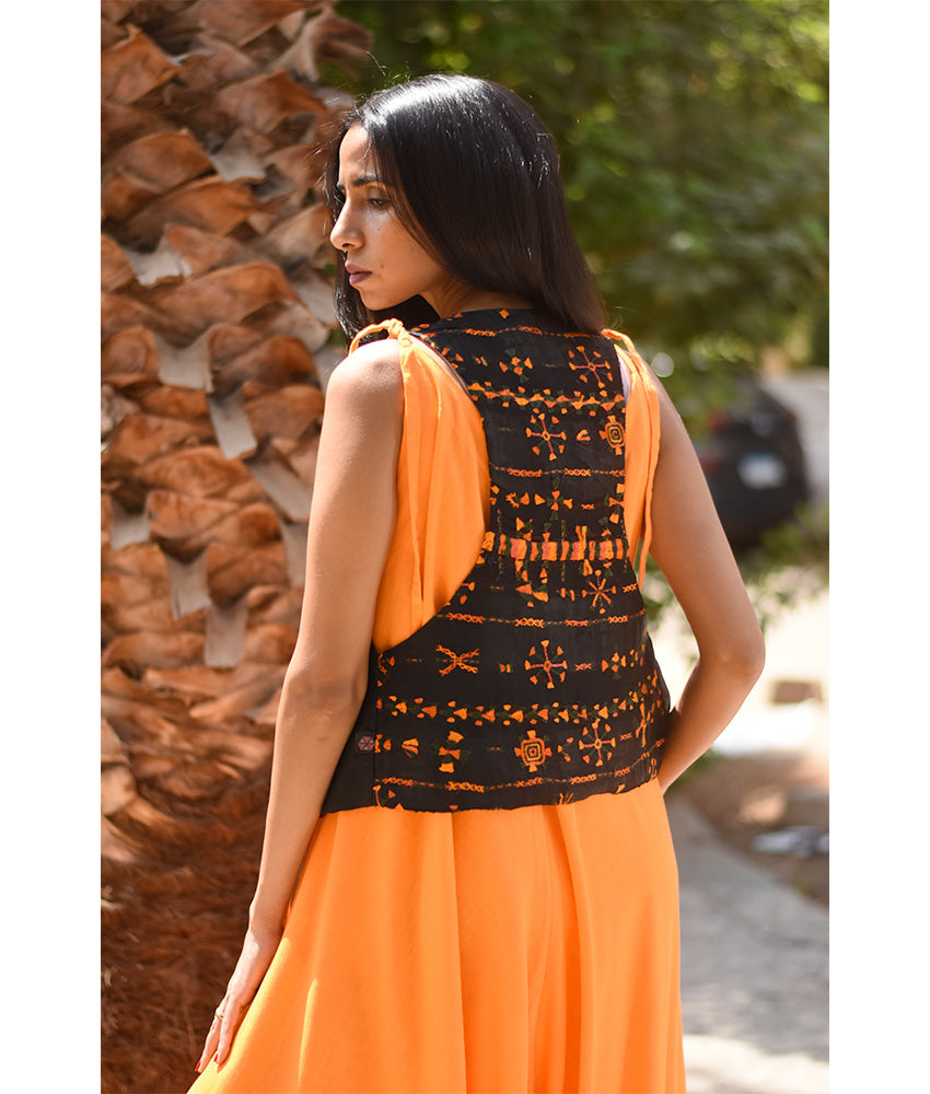 Black Siwa Embroidered Vest Hand Beaded Evening Vest handmade in Egypt & available at Jozee boutique