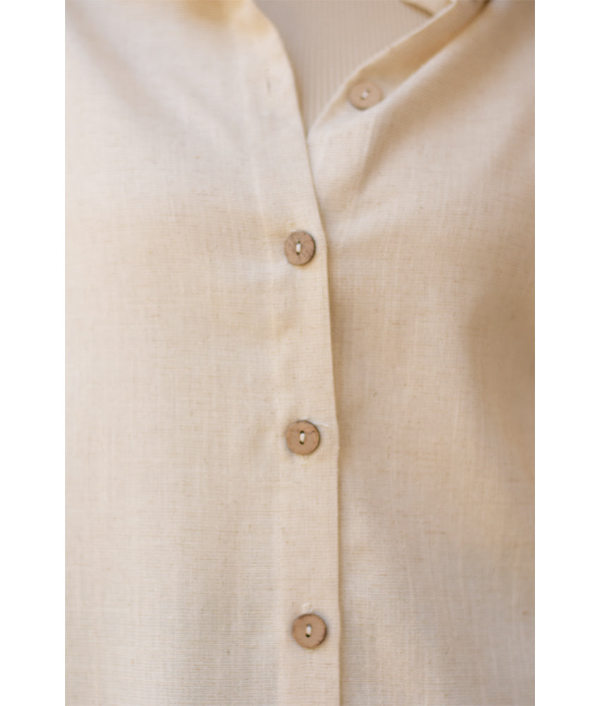 Off White Linen Oversized Shirt