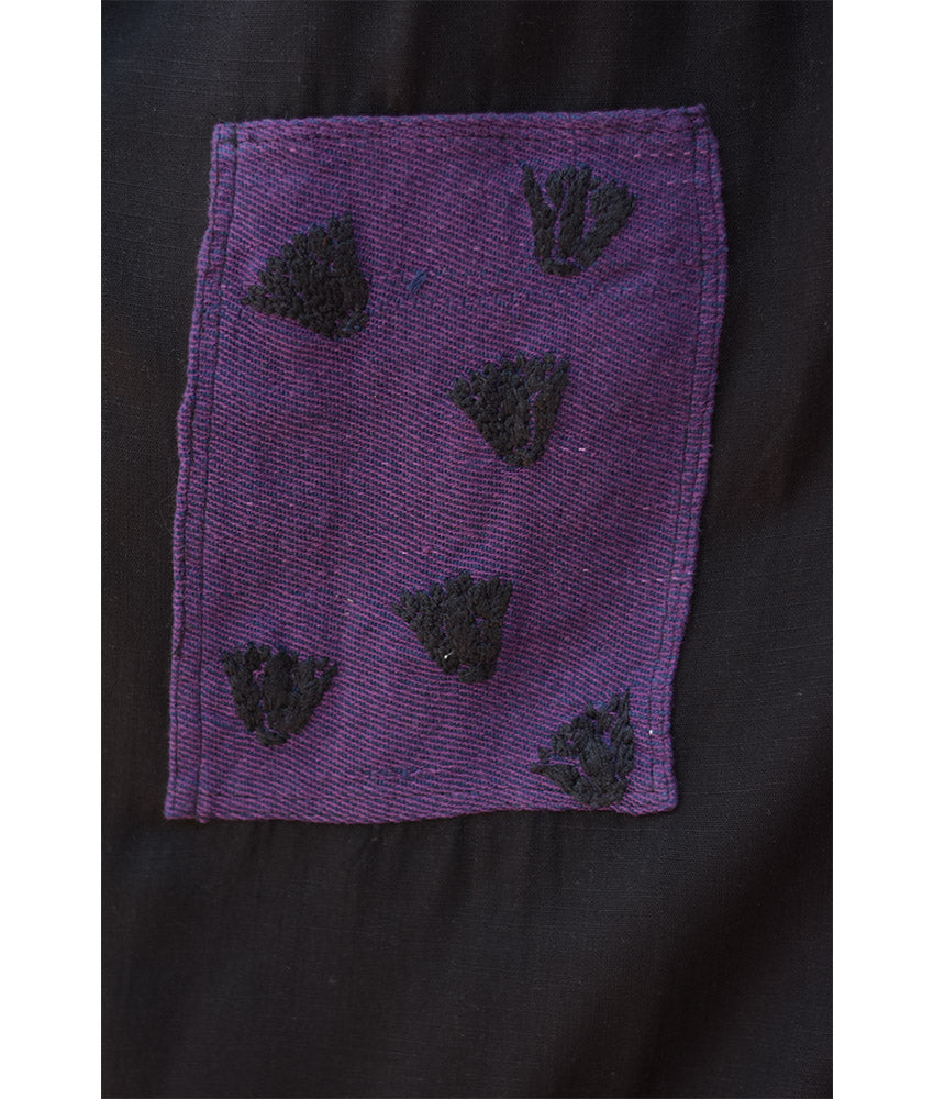 Black Linen Set with Hand Embroideries handmade in Egypt & available at Jozee Boutique.