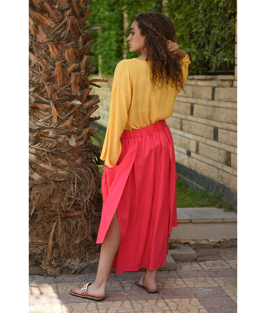 Yellow Handwoven Viscose Top Handmade in Egypt & available in Jozee boutique