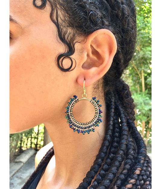 Multicolored Beaded Copper Earrings handmade in Egypt & available in Jozee Boutique