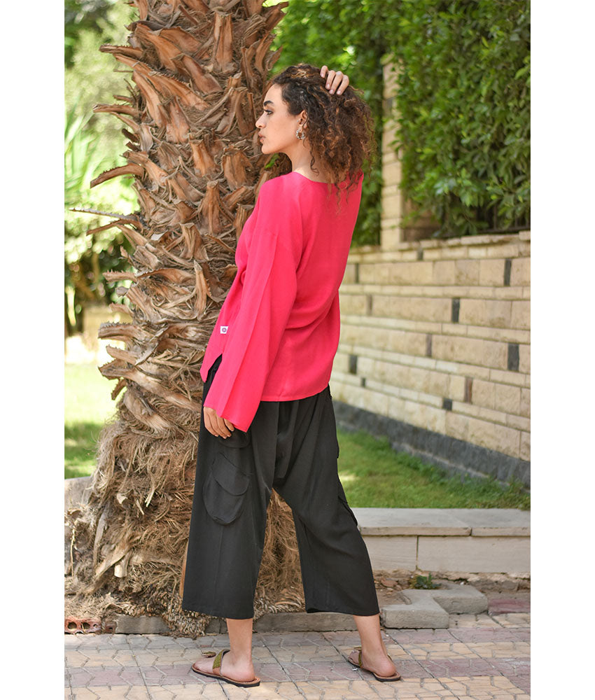 Black Linen Baggy Harem Pants handmade in Egypt & available in Jozee Boutique