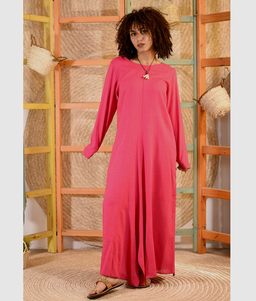 Green Linen Tent Dress With Side Buttons handmade in Egypt & available at Jozee boutique