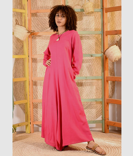 Green Linen Tent Dress With Side Buttons handmade in Egypt & available at Jozee boutique